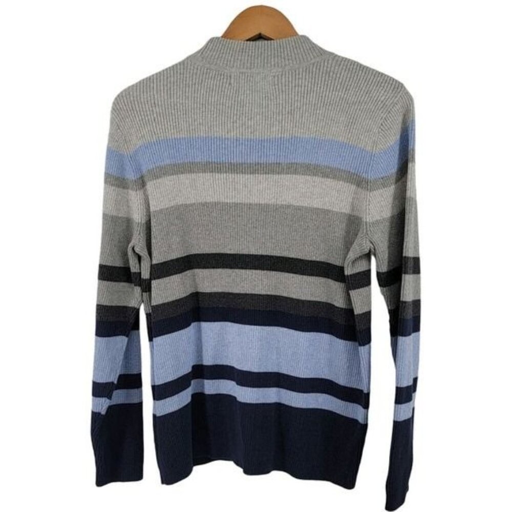 Karen Scott Striped 100% Cotton Ribbed Knit Mock Neck Sweater XL‎ - Picture 6 of 7